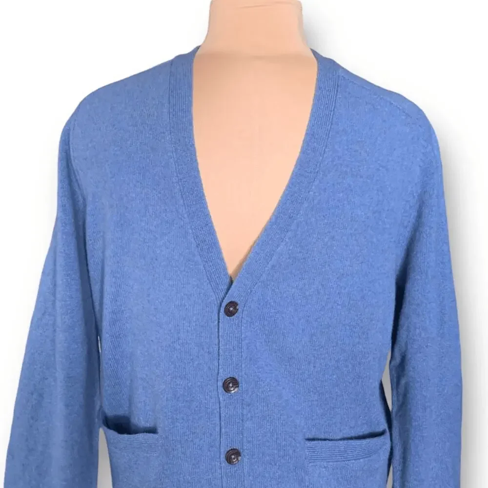 Joseph Turner Yorkshire Blue Lambswool Cardigan Sweater Men’s Medium Unisex Knit